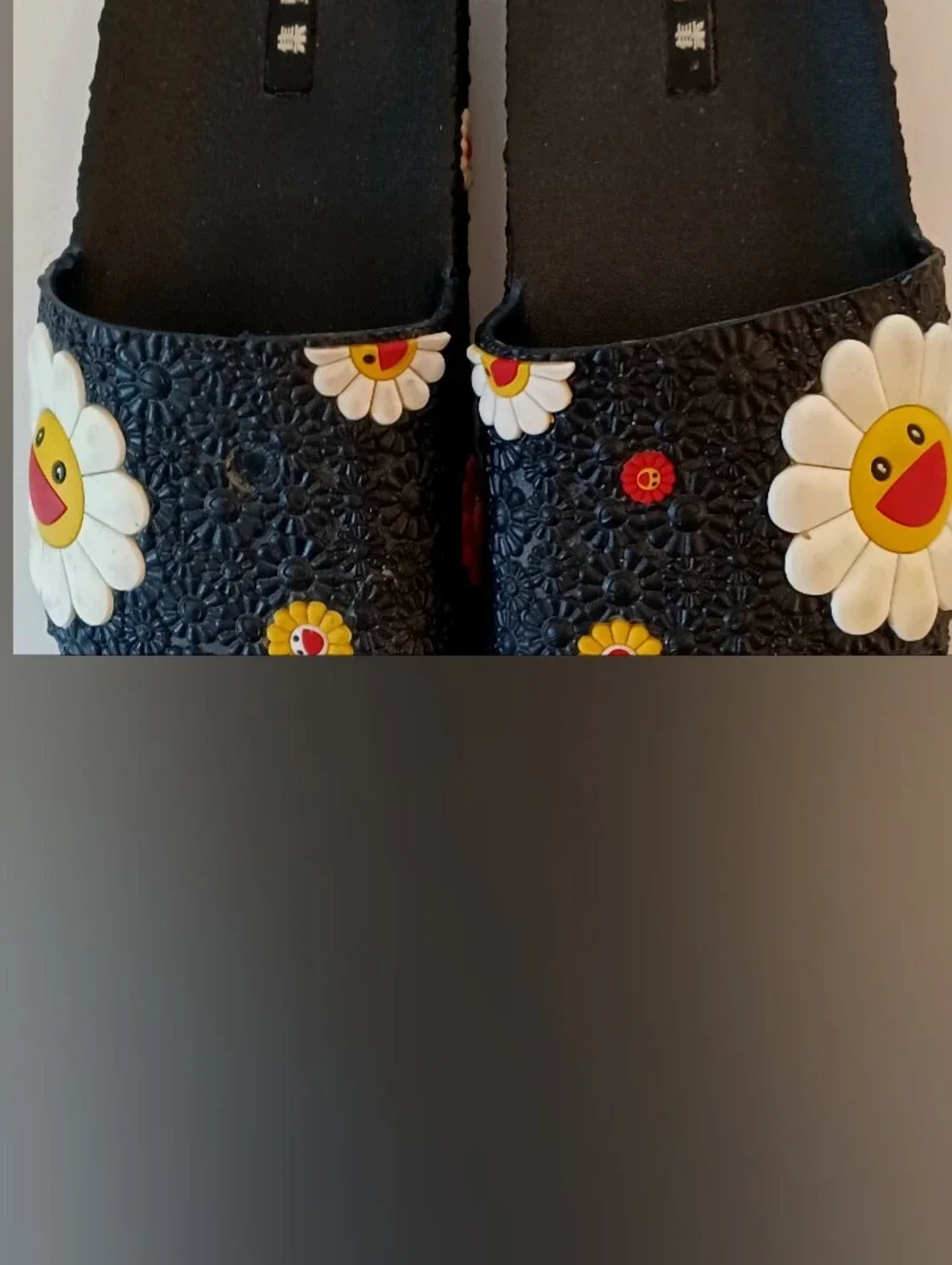Fun Black Smily Face Slide Sandals